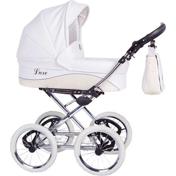 Детская коляска Nastella Luxe Eco 3 в 1, эко-кожа, шасси White - Фото