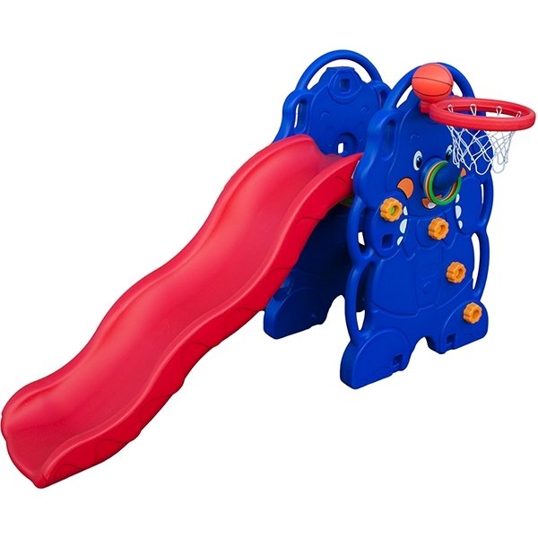 Горка Qiaoqiao Слон с баскетбольным кольцом и кольцебросом - Фото
