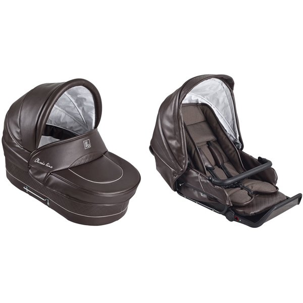Фото Детская коляска Jedo Classic Bartatina Alu Plus EX 2 в 1, эко-кожа, амортизация на ремнях, белое шасси, реальные фотографии клиентов | Коляски-Кроватки.Ру
