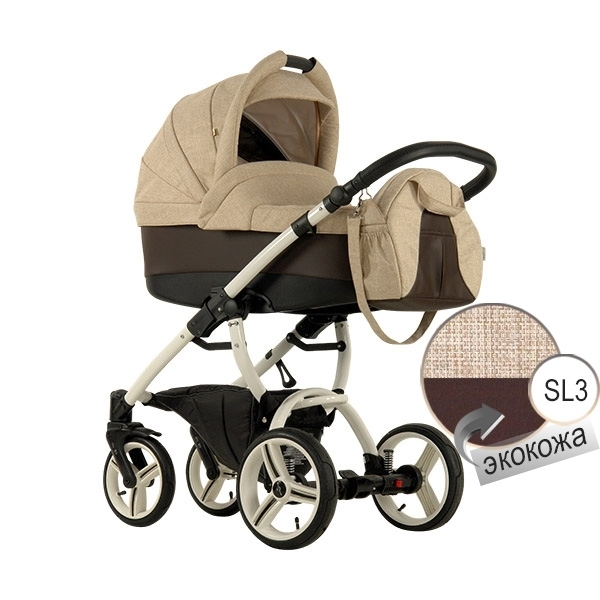 Детская коляска Bebetto Luca S-line 2 в 1, шасси White - Фото