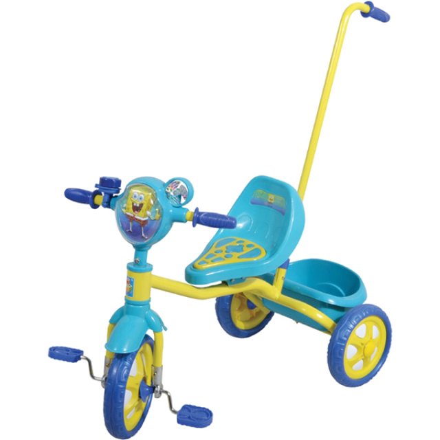 Детский трехколесный велосипед 1Toy 1Той Губка Боб с ручкой Т57575 - Фото