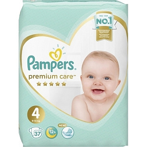 Детские подгузники Pampers Premium Care 4, 9-14 кг, 37 штук