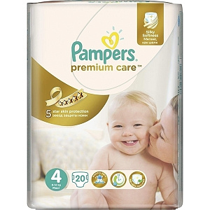 Детские подгузники Pampers Premium Care 4 Maxi, 8-14 кг, 20 штук