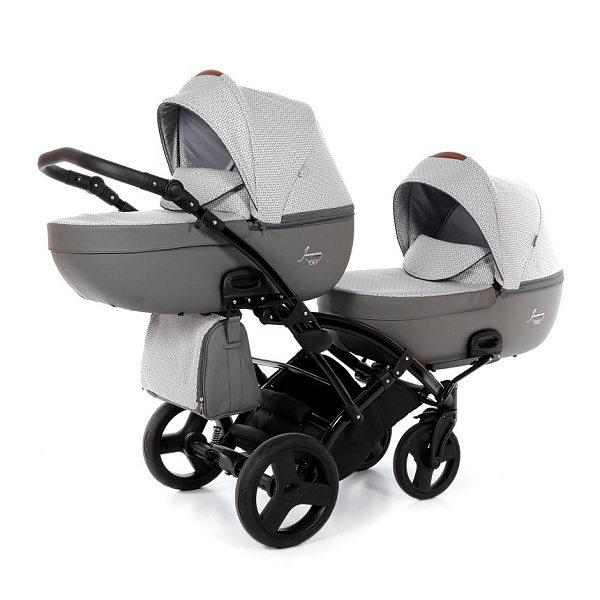 Детская коляска для двойни Junama Madena Duo Slim 2 в 1, ткань+эко-кожа фото 2