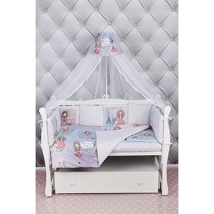 Комплект Premium в кроватку AmaroBaby Little Crystal, 19 предметов (7+12 бортиков), поплин