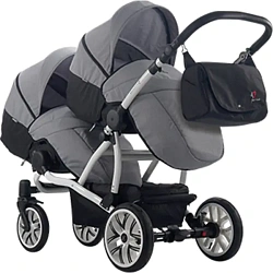 Детская прогулочная коляска для двойни Bebetto 42 Sport, шасси Silver