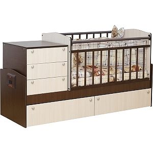 Детская кроватка-трансформер Daka Baby автоматическая Укачай-ка 05 с механизмом без рисунка, ящик
