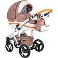 Детская коляска BeBe-Mobile Movo R 2 в 1, ткань+эко-кожа (R3 (Biscuit-White)
						
					) — Фото