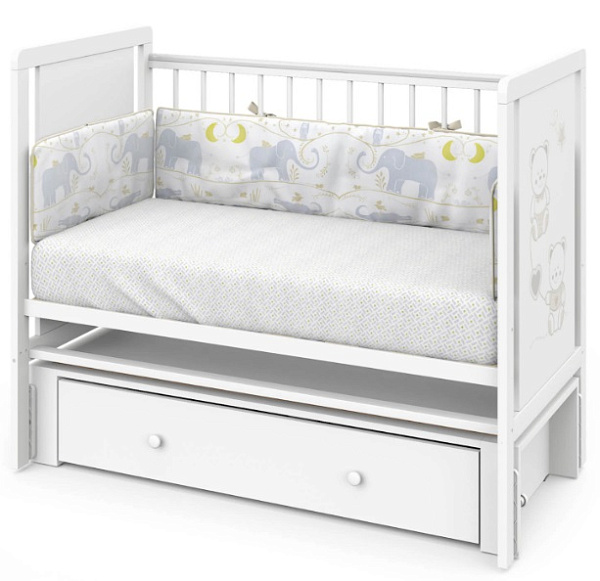 Детская кроватка Indigo Happy Friends с маятником и ящиком фото 7