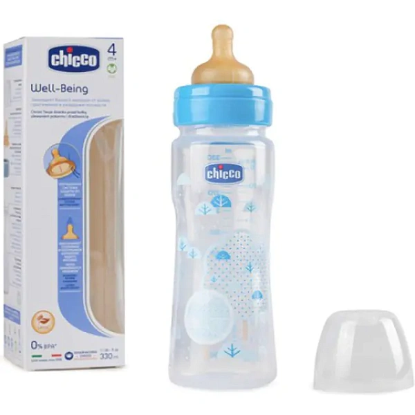 Бутылочка Chicco Well-Being Boy / Girl Чико Велл-Биинг Бой / Герл 330 мл, 4 мес.+, лат. соска, РР фото 1