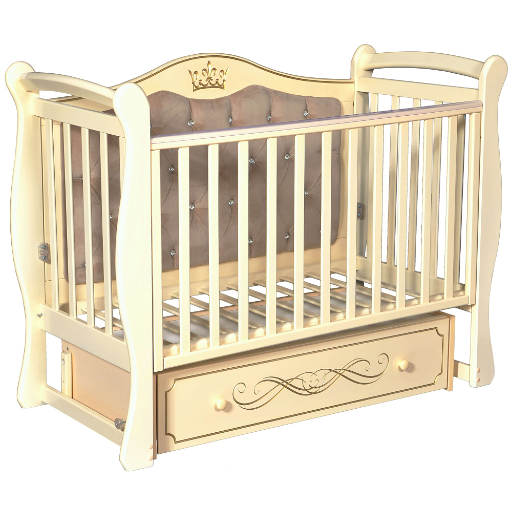 Детская кроватка Кедр Olivia 1, универсальный маятник/мягкая стенка - Фото