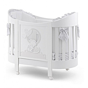 Детская кроватка Italbaby Love Oval с матрасом и комплектом белья из 4 предметов