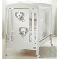 Детская кроватка Baby Expert Bon Bon Duetto, колесо (Белый - Серо-бежевый) — Фото
