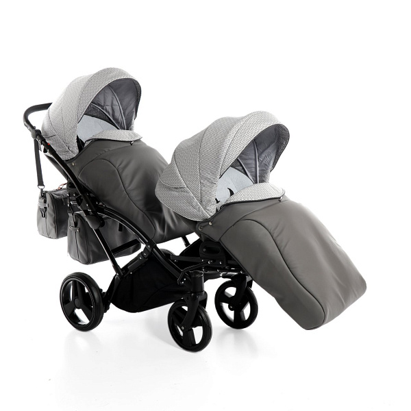 Детская коляска для двойни Junama Madena Duo Slim 2 в 1, ткань+эко-кожа фото 7