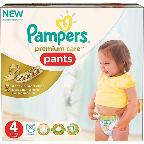 Подгузники-трусики для мальчиков и девочек Pampers Premium Care Pants 4  Maxi, 9-14 кг, 22 штуки в магазине Коляски-Кроватки.Ру
