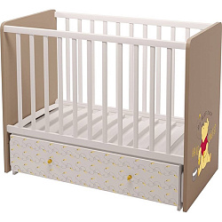 Детская кроватка Topolgroup Polini Disney 750 Винни и его друзья, поперечный маятник + ящик