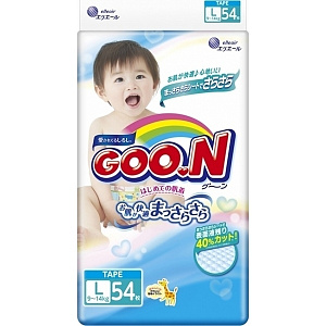 Подгузники для детей Goo.N L, 9-14 кг, 54 штуки