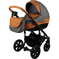 Детская коляска Adamex Avanti Deluxe 3 в 1 (X23 графитовый-коньячный
						
					) — Фото