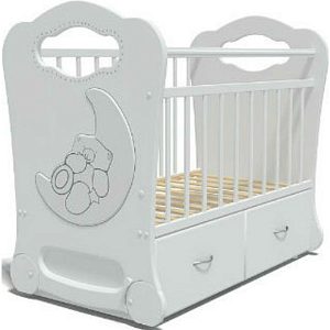 Детская кроватка Baby Elite Мишка на Луне, поперечный маятник/ящик