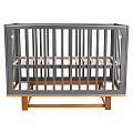 Детская кроватка Pituso Mirage, маятник/съемная стенка (Графит-Бук
						
					) — Фото
