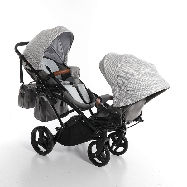 Детская коляска для двойни Junama Madena Duo Slim 2 в 1, ткань+эко-кожа фото 5