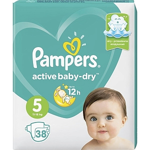 Детские подгузники Pampers Active Baby-Dry 5, 11-16 кг, 38 штук