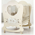 Детская кроватка Baby Expert Sogno, колесо + качалка (Кремовый) — Фото