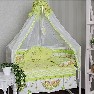 Комплект в кроватку с балдахином GulSara 7 пр., бязь (арт 24.5)