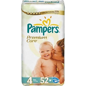 Детские подгузники Pampers Premium Care 4 Maxi, 7-14 кг, 104 штуки