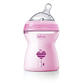 Бутылочка Chicco Natural Feeling сил. соска с наклоном, средний поток, PP, 2+, 250 мл (310205208 Pink) — Фото