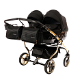 Детская коляска для двойни Junama Diamond Duo Special 2 в 1 (JDS-02 Duo черный/черный /рама золото
						
					) — Фото
