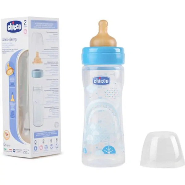 Бутылочка Chicco Well-Being Boy / Girl Чико Велл-Биинг Бой / Герл 250 мл, 2 мес.+, лат. соска, перем. поток, РР фото 1