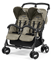 Детская прогулочная кoляcкa для двойни Peg-Perego Aria Shopper Twin Classico (Geo Beige
						
					) — Фото