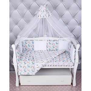 Комплект постели WB Premium в кроватку AmaroBaby Ламы, 15 предметов, бязь