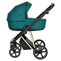 Детская коляска Roan Sol Luxury 2 в 1 на золотой раме (RSL/4045 Deep Lake/Gold/черная ручка
						
					) — Фото