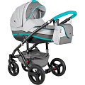 Детская коляска BeBe-Mobile Movo R 2 в 1, ткань+эко-кожа (R14 (Mint-Grey-Black)
						
					) — Фото