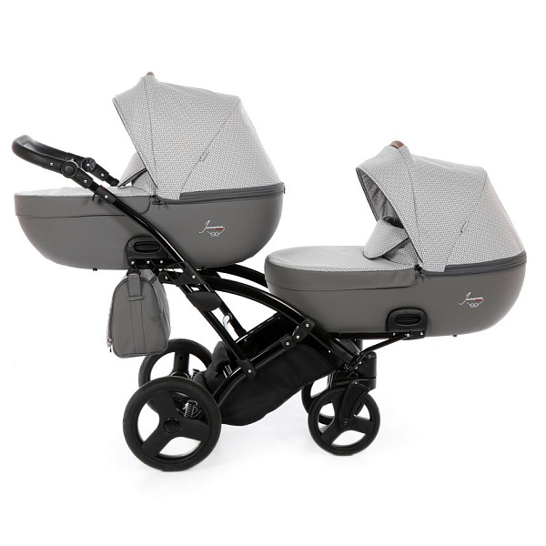 Детская коляска для двойни Junama Madena Duo Slim 2 в 1, ткань+эко-кожа фото 1