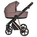 Детская коляска Roan Sol Luxury 2 в 1 на золотой раме (RSL/4043 Cocoa/Rose Gold/т.коричневая ручка
						
					) — Фото