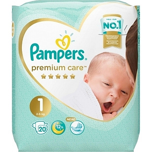 Подгузники для новорожденных Pampers Premium Care 1, 2-5 кг, 20 штук