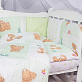 Комплект постельного белья в кроватку AmaroBaby Мишка (6+12 подушек-бортиков) (Зеленый) — Фото