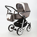Детская коляска BeBe-Mobile Gusto 3 в 1, ткань+эко-кожа (GU10 Шоколад - Белая перфорированная кожа - Коричневая отделка
						
					) — Фото