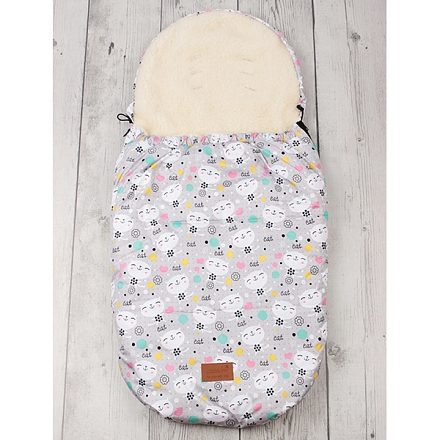 Универсальный меховой конверт AmaroBaby Little Traveller Котики 145х45 см