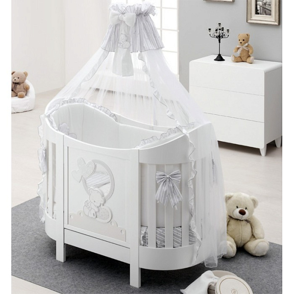 Детская кроватка Italbaby Love Oval с матрасом и комплектом белья из 4 предметов фото 4