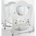 Детская кроватка Baby Expert Sogno, колесо + качалка (Белый - Серо-бежевый) — Фото