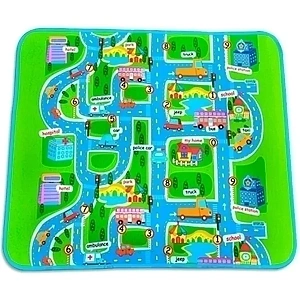 Односторонний развивающий коврик Mambobaby Город, 200 х 160 х 0,5 см, арт. 60512