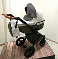Детская коляска Nastella Martin 2 в 1, 100% эко-кожа (14 denim grey
						
					) — Фото