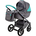 Детская коляска BeBe-Mobile Ravenna Sport 2 в 1, ткань+эко-кожа (V114 Серый - Серая кожа - Минтоловая кожаная отделка
						
					) — Фото