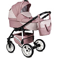 Детская коляска Alis Ontario Lux 2 в 1, эко-кожа + ткань (Ol 04 Темно-Розовый + Светло-Розовая Кожа
						
					) — Фото