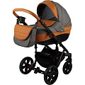Детская коляска Adamex Avanti Deluxe 2 в 1 (X23 графитовый-коньячный
						
					) — Фото