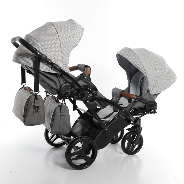 Детская коляска для двойни Junama Madena Duo Slim 2 в 1, ткань+эко-кожа фото 4